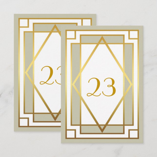 Bordnummer, Den store Gatsby, elegant, chic, vit g Inbjudningar (Fram/baksida)