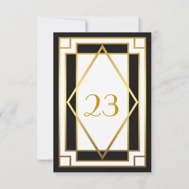 Bordnummer, Den store Gatsby, elegant, chic, vit s Inbjudningar (Framsida)