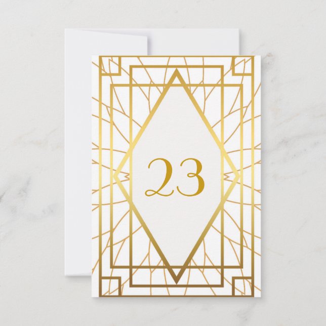 Bordnummer, Den store Gatsby, elegant, chic, vitgu Inbjudningar (Baksida)