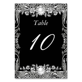 Bordnummer Elegant Leopard Svart Silver Pärla Bordsnummer