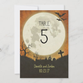 Bordnummer för ett Halloween-bröllop i orange Inbjudningar