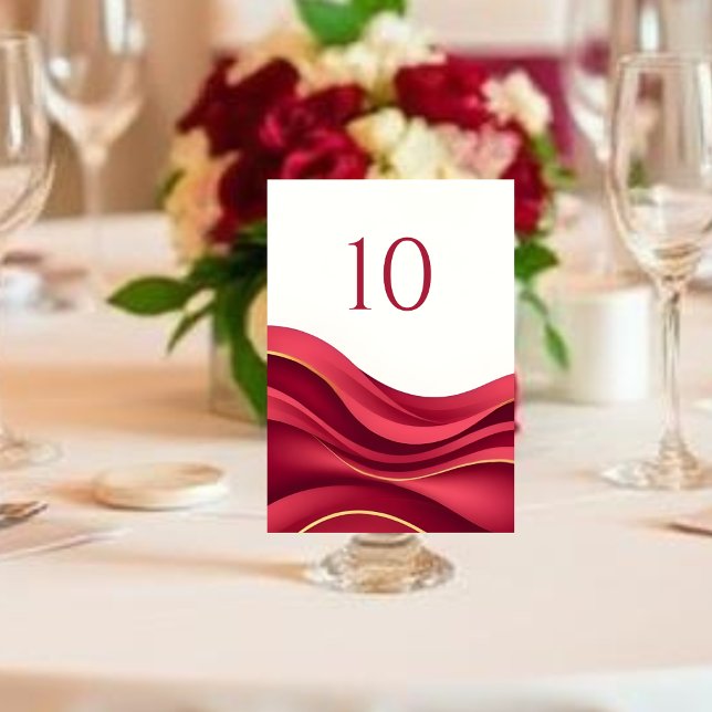 Bordnummer i Burgunder för Bröllop Bordsnummer (Burgundy Wedding Table Number )