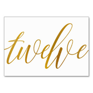 Bordnummer - Lyxig typografi - Falsk guldfolie 12 Bordsnummer