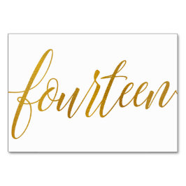 Bordnummer - Lyxig typografi - Falsk guldfolie 14 Bordsnummer
