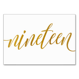Bordnummer - Lyxig typografi - Falsk guldfolie 19 Bordsnummer