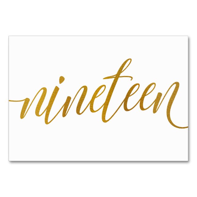 Bordnummer - Lyxig typografi - Falsk guldfolie 19 Bordsnummer (Framsidan)