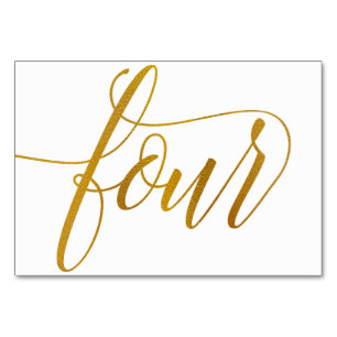 Bordnummer - Lyxig typografi (falsk guldfolie) 4 Bordsnummer