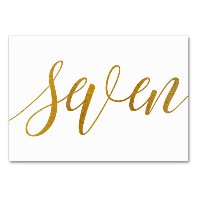 Bordnummer - Lyxig typografi (falsk guldfolie) 7 Bordsnummer (Framsidan)
