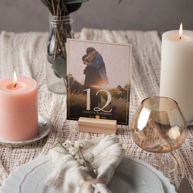 Bordnummer | Modern typografi & guld foto Inbjudningar (Table Number Mock-up)