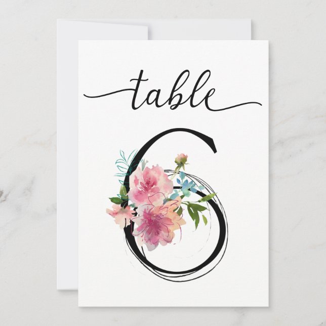 Bordnummer Rosa Peonys Sjätte Bord Inbjudningar (Framsida)