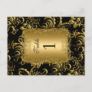 Bordnummer Sittplatskort Damask Guld Vykort