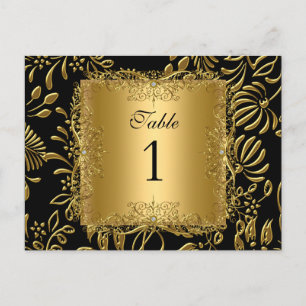 Bordnummer Sittplatskort Damask Guld Vykort