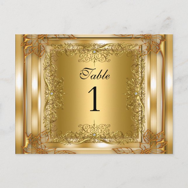 Bordnummer Sittplatskort Guld Vykort (Framsida)