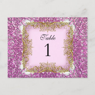 Bordnummer Sittplatskort Rosa Guld Vykort