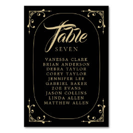 Bordnummer Svart Elegant Deco Guld Retro Bröllop Bordsnummer