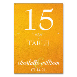 Bordnummerkort elegant gul textur bordsnummer