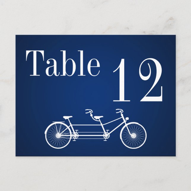 Bordnummerkort Whimsical Navy Höst Dubbel Cykel Vykort (Framsida)