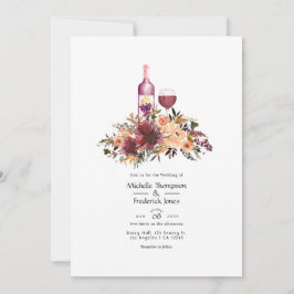 Bordo Peach Blommigt Vin Tasting Bröllop Inbjudningar