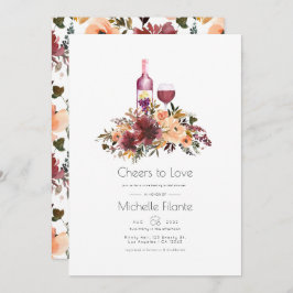 Bordo Peach Blommigt Vin Tasting Möhippa Inbjudningar