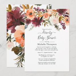 Bordo Peach Drive By Bröllop eller Baby Shower Inbjudningar