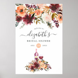Bordo Peach Vinprovning Bröllopsfest Välkommen Poster