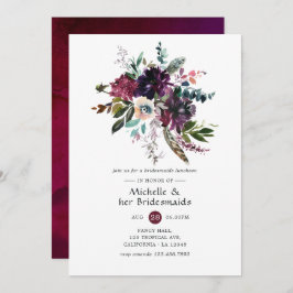 Bordo Violet Plum Blommigt Bridesmaids Luncheon Inbjudningar