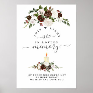 Bordo vit blommig minnestavla för älskade poster
