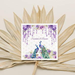 Bordsartiklar för Peacock lila blommor indisk bröl Pappersservett