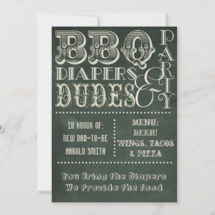 Bordsblöjor och DUDES Baby Shower Inbjudningar