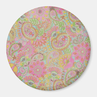Bordsblommor av färglös Blommigt Paisley Magnet