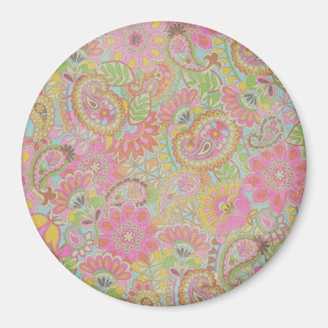 Bordsblommor av färglös Blommigt Paisley Magnet (Framsidan)