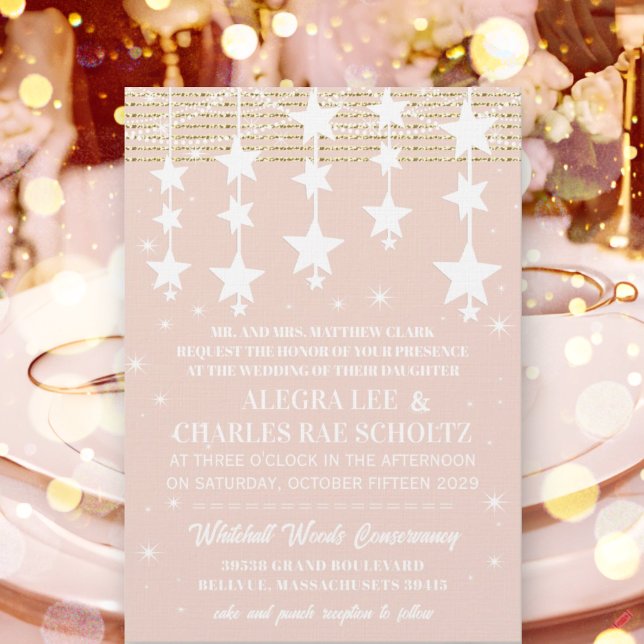 Bordskartan guld Bröllop under stjärnor Inbjudningar (Skapare uppladdad)