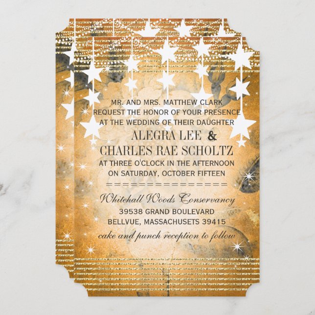 Bordskartan ro Bröllop under stjärnor Inbjudningar (Fram/baksida)