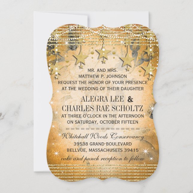 Bordskartan ro Bröllop under stjärnor Inbjudningar (Framsida)