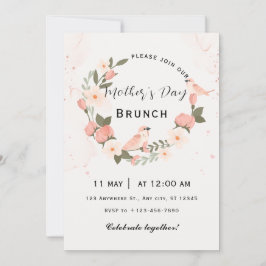Bordskort för mors dag brunch i beige rosa