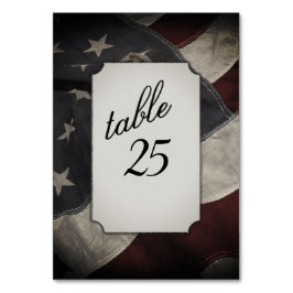 Bordskort med amerikansk flagga i slitaget utföran