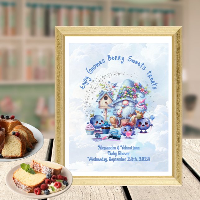Bordskylt Blåbärs Tomte Bebis Duscha Tema  Poster (Skapare uppladdad)