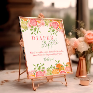 Bordskylt för blombukett och citrusfrukt blöjdragn poster