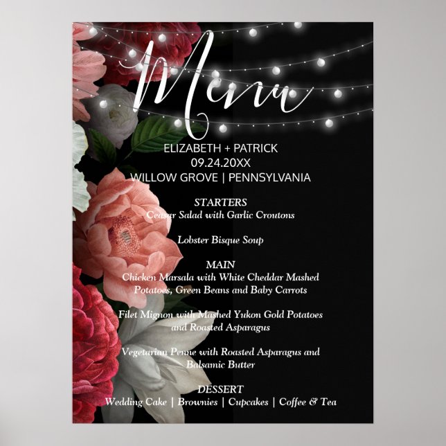 Bordsljus för blommigt poster (Framsidan)