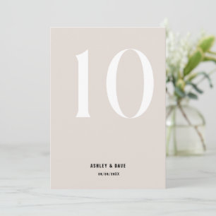 Bordsnummer 10 Bröllop-Bordsnumret i Beige