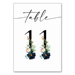 Bordsnummer 11 för Blommigten Navy, Dusty Blue & R