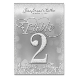 Bordsnummer 2 Elegant Silver Faux Glitter