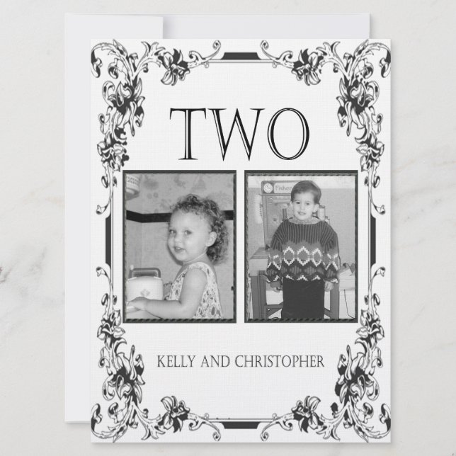 Bordsnummer 2 med vit och svart vintage (Framsida)