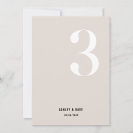 Bordsnummer 3 Bordsnumret Bröllop i Beige