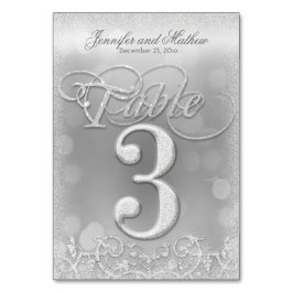 Bordsnummer 3 Elegant Silver Faux Glitter