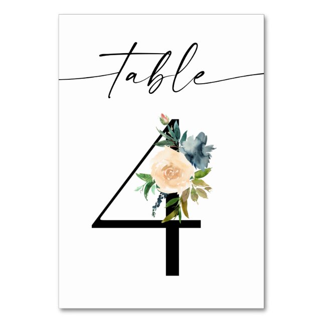 Bordsnummer 4, Dusty Blue & Rosa Blommigt 4 (Framsidan)