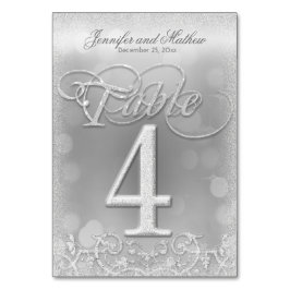 Bordsnummer 4 Elegant Silver Faux Glitter
