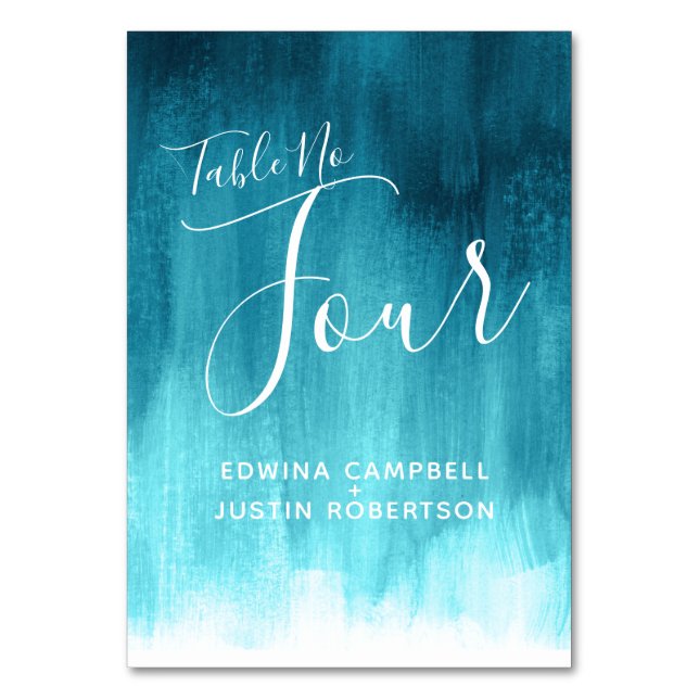 Bordsnummer 4 för modern konst i Aqua teal abstrak (Framsidan)