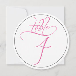 Bordsnummer 4-kort för rosa Calligraphy Script Rou