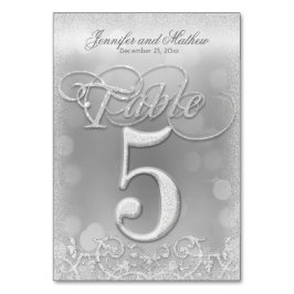 Bordsnummer 5 Elegant Silver Faux Glitter